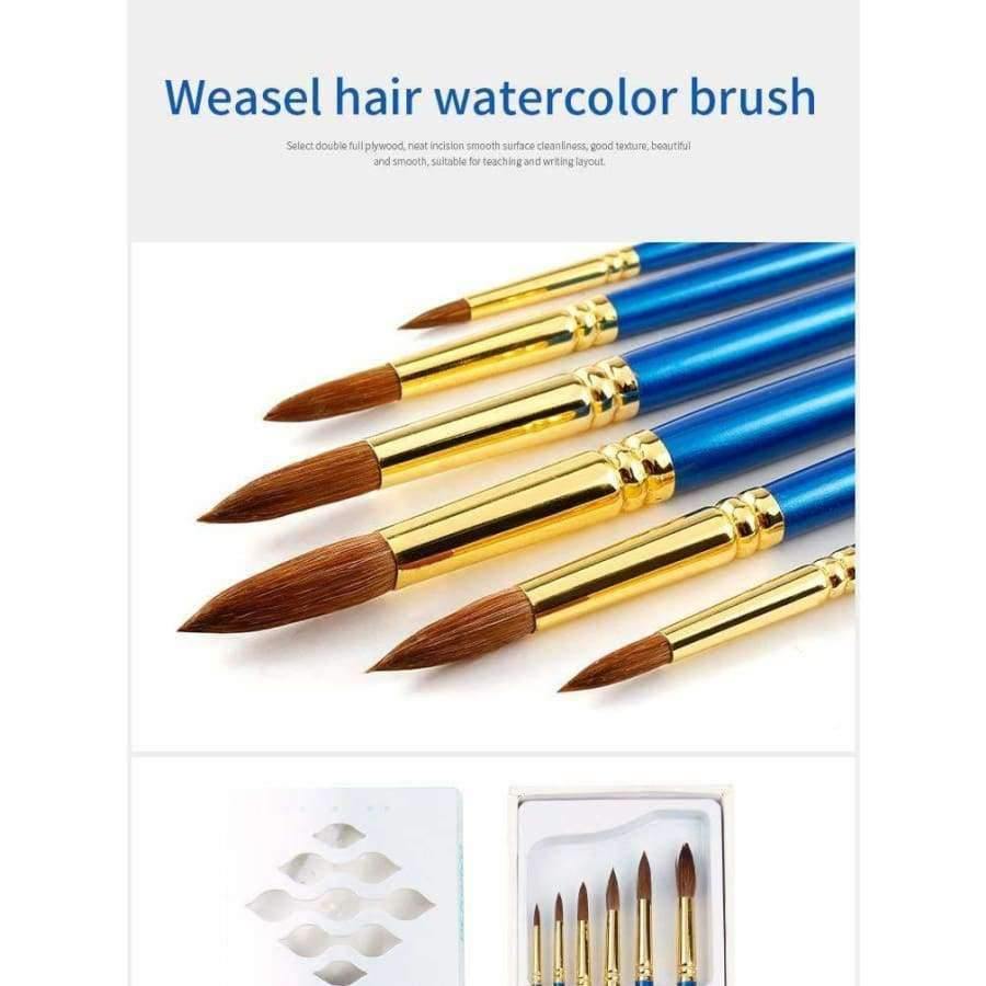 Avelena | 6-Teiliges Set Marderhaar Professionelle Aquarellpinsel mit Box Aquarell Malen Pinsel Schreibwaren Kunstbedarf
