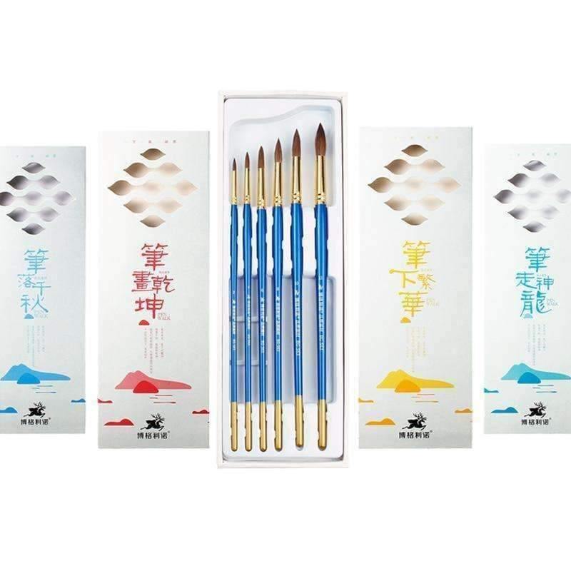 Avelena | 6-Teiliges Set Marderhaar Professionelle Aquarellpinsel mit Box Aquarell Malen Pinsel Schreibwaren Kunstbedarf