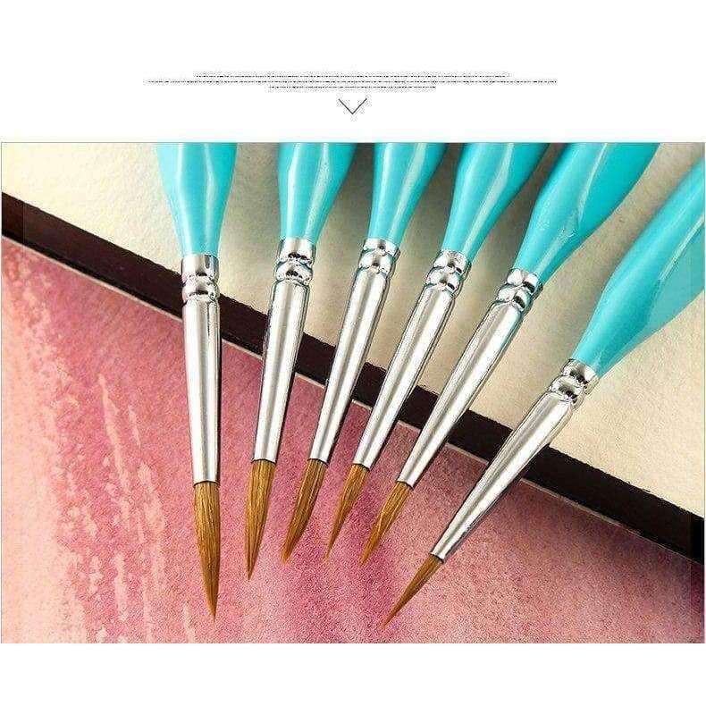 Avelena | 6 Stück Wieselhaken Linienstift Feiner Aquarellpinsel für Zeichnung Kunst Gouache Ölmalerei Pinsel Kunstbedarf