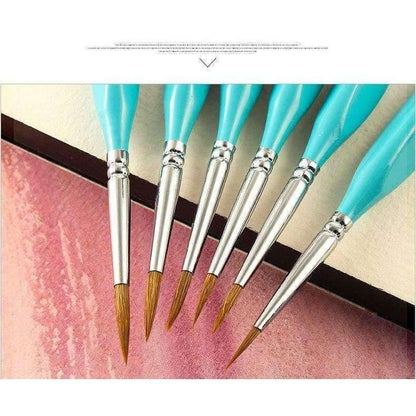 Avelena | 6 Stück Wieselhaken Linienstift Feiner Aquarellpinsel für Zeichnung Kunst Gouache Ölmalerei Pinsel Kunstbedarf