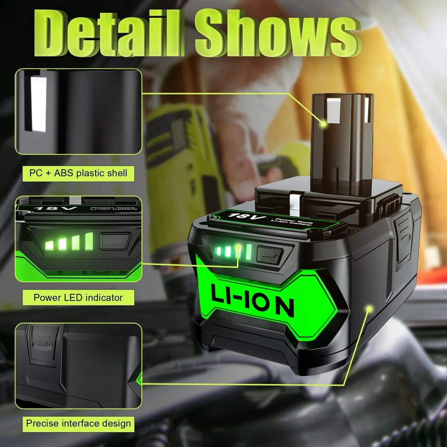Avelena | 6Ah für Ryobi P108 18V One+ Plus Batterie 18 Volt Lithium-Ionen Elektrowerkzeuge P104 P107 Rb18L50 Rb18L20 P108