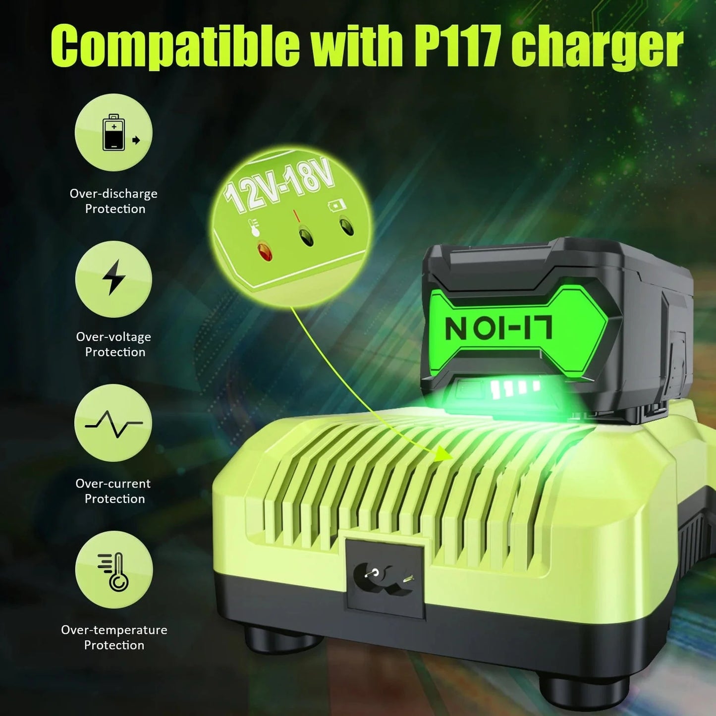 Avelena | 6Ah für Ryobi P108 18V One+ Plus Batterie 18 Volt Lithium-Ionen Elektrowerkzeuge P104 P107 Rb18L50 Rb18L20 P108