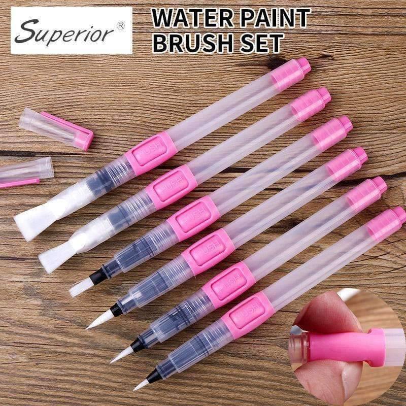 Avelena | 6 Stück Wasserpinsel Wasserfarbpinsel Set Große Kapazität Weicher Aquarellmalpinsel Stift für Anfänger Zeichnung Kunstbedarf