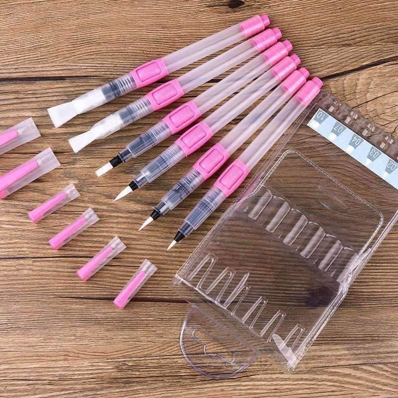 Avelena | 6 Stück Wasserpinsel Wasserfarbpinsel Set Große Kapazität Weicher Aquarellmalpinsel Stift für Anfänger Zeichnung Kunstbedarf