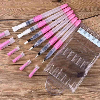 Avelena | 6 Stück Wasserpinsel Wasserfarbpinsel Set Große Kapazität Weicher Aquarellmalpinsel Stift für Anfänger Zeichnung Kunstbedarf