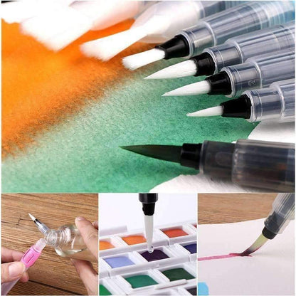 Avelena | 6 Stück Wasserpinsel Wasserfarbpinsel Set Große Kapazität Weicher Aquarellmalpinsel Stift für Anfänger Zeichnung Kunstbedarf