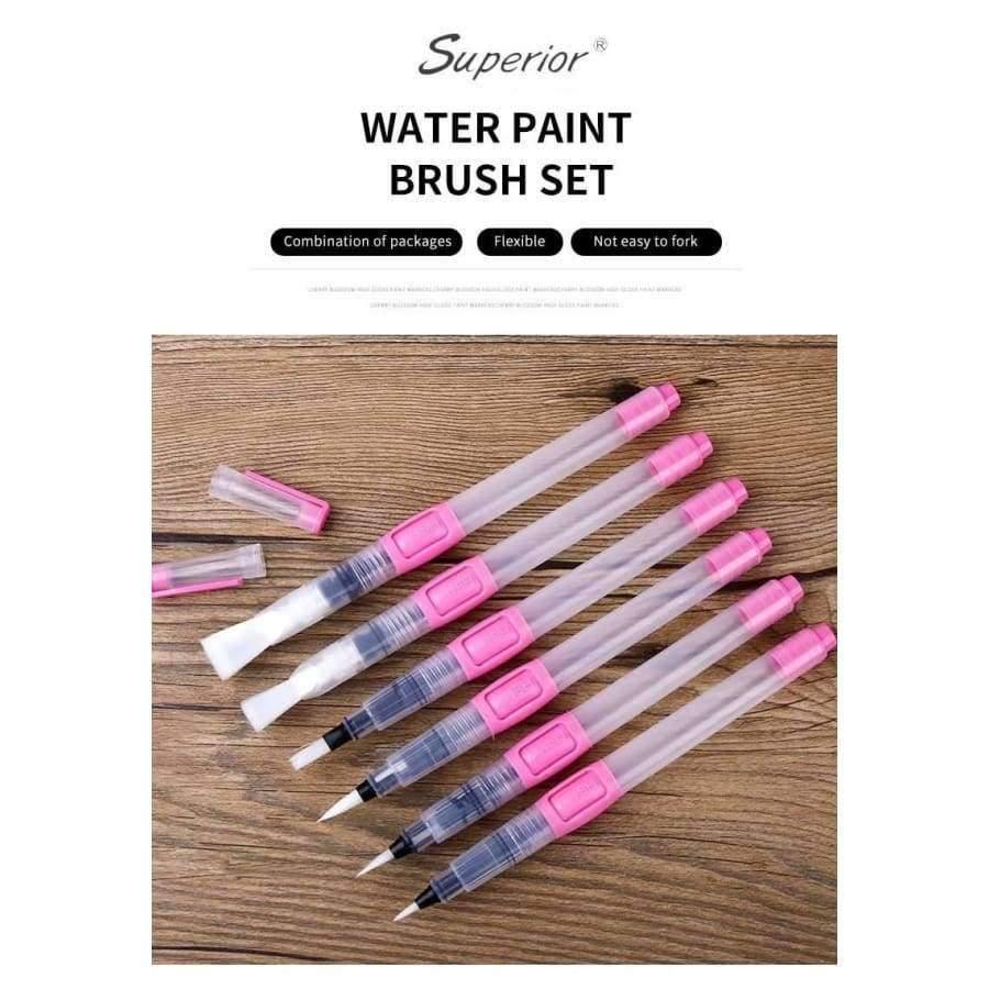 Avelena | 6 Stück Wasserpinsel Wasserfarbpinsel Set Große Kapazität Weicher Aquarellmalpinsel Stift für Anfänger Zeichnung Kunstbedarf