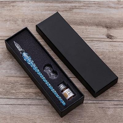 Avelena | Glas Dip Pen Unterschriftenstift Füllfederhalter Büro Geschäft Schule Schreibwaren Geschenkset Stift + Tinte Set