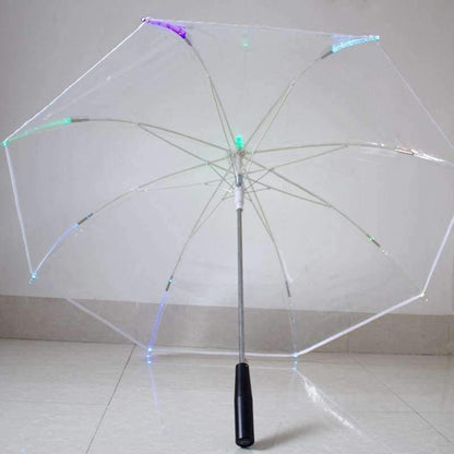 Avelena | 8 Rip Leuchtender Blade Runner Stil Farbwechselnde Led-Regenschirm mit Taschenlampe Transparentem Griff Gerade Regenschirm Parasol