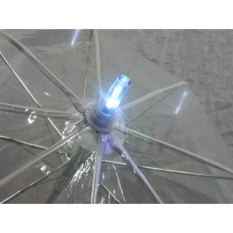 Avelena | 8 Rip Leuchtender Blade Runner Stil Farbwechselnde Led-Regenschirm mit Taschenlampe Transparentem Griff Gerade Regenschirm Parasol