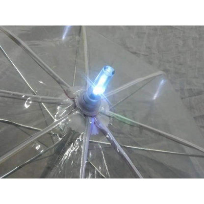Avelena | 8 Rip Leuchtender Blade Runner Stil Farbwechselnde Led-Regenschirm mit Taschenlampe Transparentem Griff Gerade Regenschirm Parasol