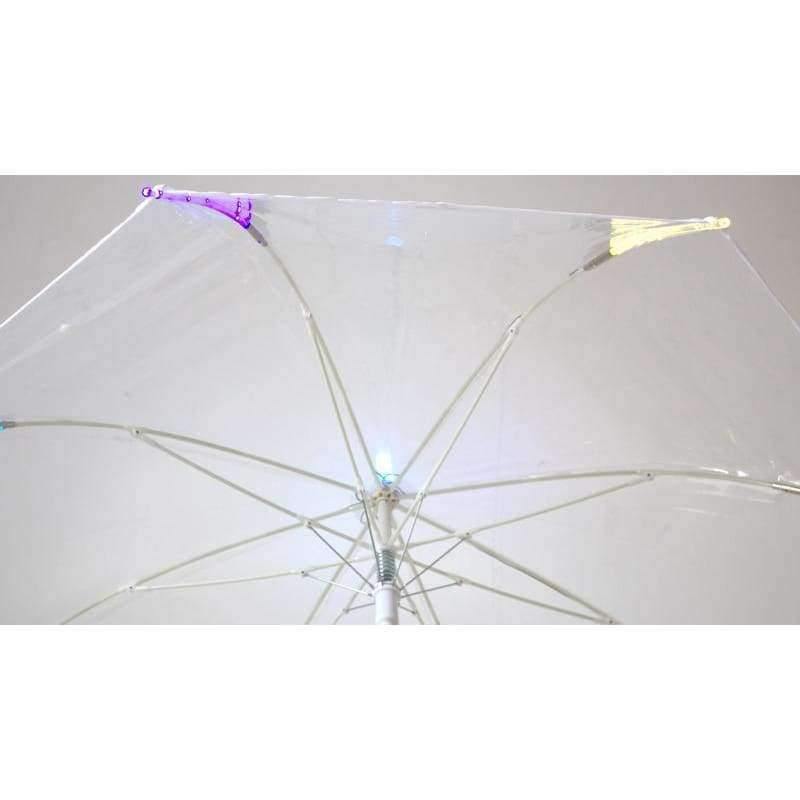 Avelena | 8 Rip Leuchtender Blade Runner Stil Farbwechselnde Led-Regenschirm mit Taschenlampe Transparentem Griff Gerade Regenschirm Parasol