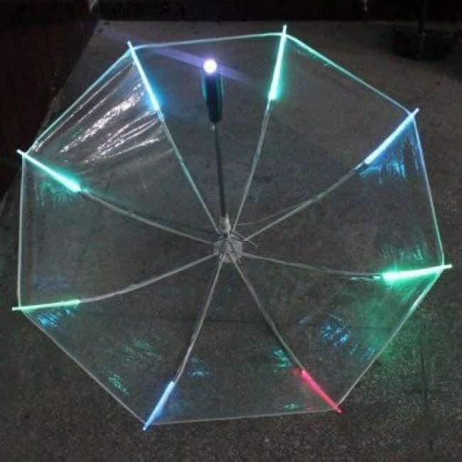 Avelena | 8 Rip Leuchtender Blade Runner Stil Farbwechselnde Led-Regenschirm mit Taschenlampe Transparentem Griff Gerade Regenschirm Parasol