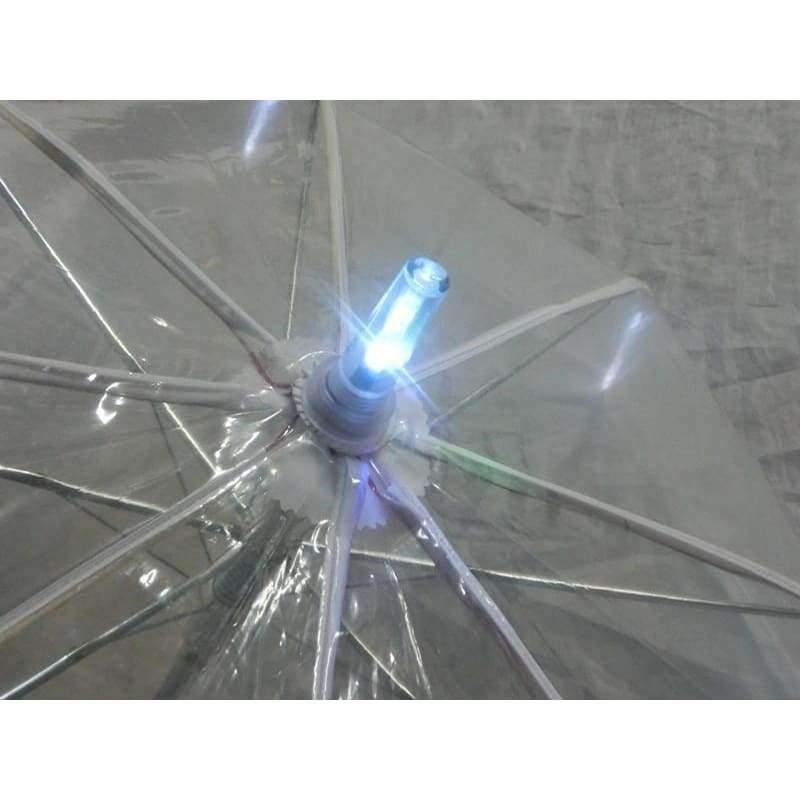 Avelena | 8 Rip Leuchtender Blade Runner Stil Farbwechselnde Led-Regenschirm mit Taschenlampe Transparentem Griff Gerade Regenschirm Parasol