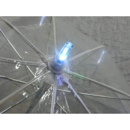 Avelena | 8 Rip Leuchtender Blade Runner Stil Farbwechselnde Led-Regenschirm mit Taschenlampe Transparentem Griff Gerade Regenschirm Parasol