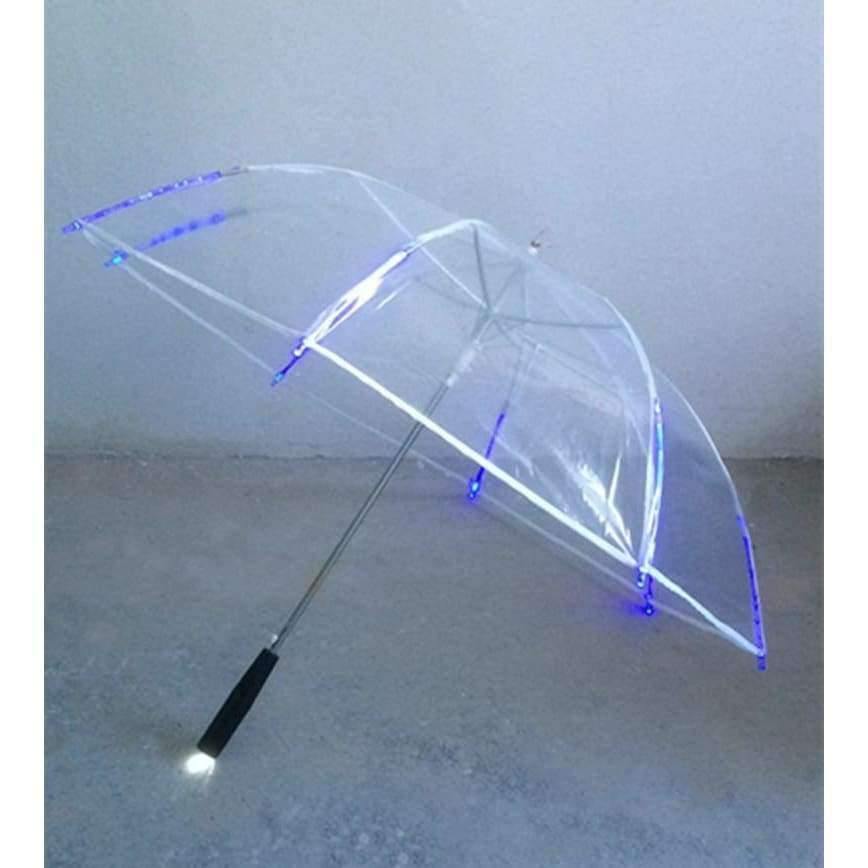Avelena | 8 Rip Leuchtender Blade Runner Stil Farbwechselnde Led-Regenschirm mit Taschenlampe Transparentem Griff Gerade Regenschirm Parasol