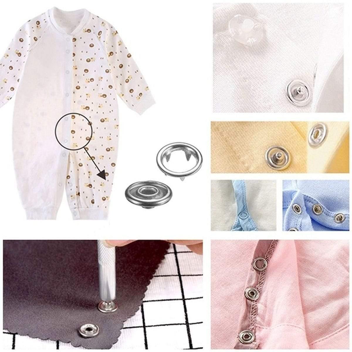 Avelena | 9.5/10Mm 100/200Sets Metal Kleidungsnähknöpfe Krampenring Druckknöpfe Druckverschlüsse + Clipzangen Nähzubehör Diy