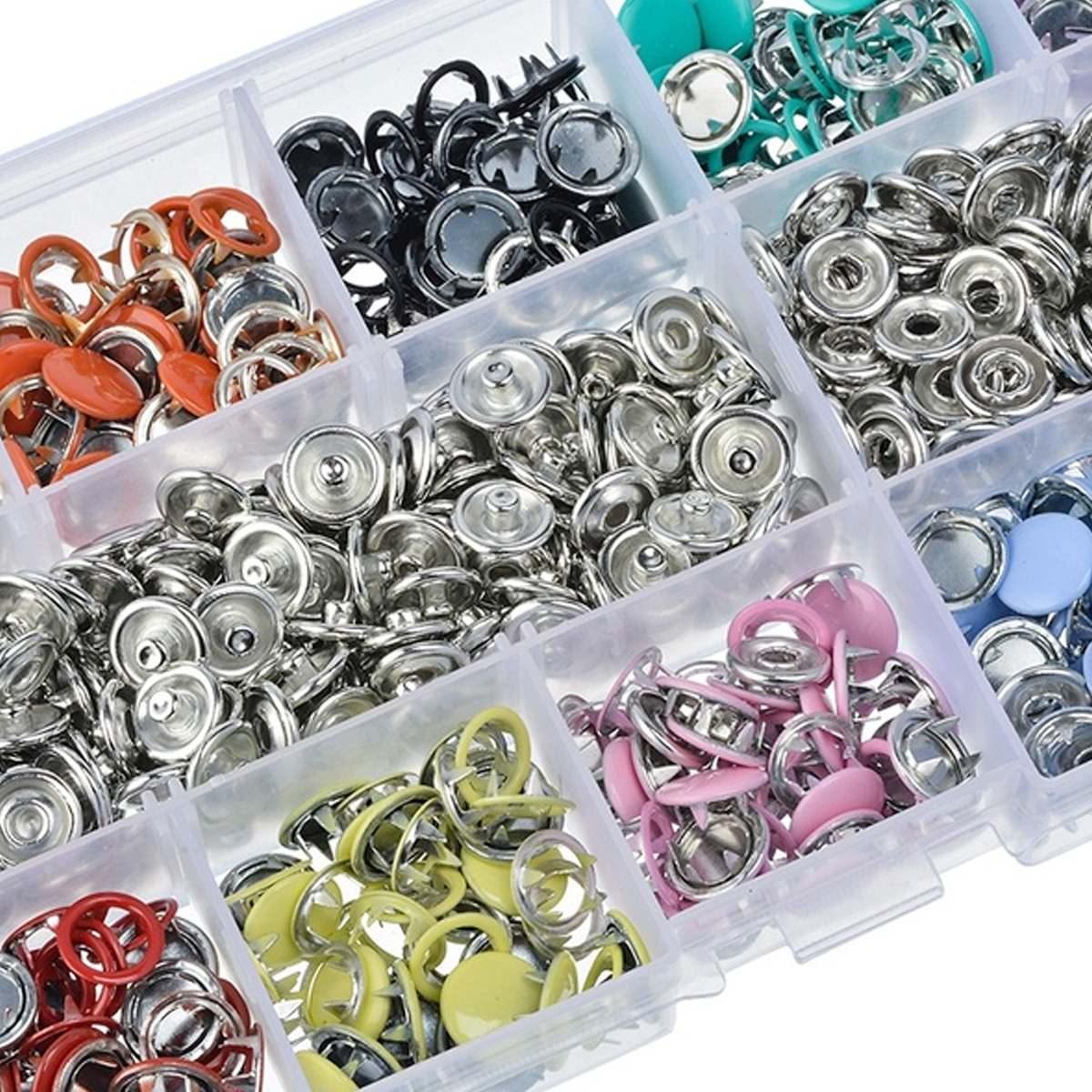 Avelena | 9.5/10Mm 100/200Sets Metal Kleidungsnähknöpfe Krampenring Druckknöpfe Druckverschlüsse + Clipzangen Nähzubehör Diy