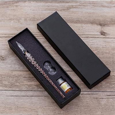 Avelena | Glas Dip Pen Unterschriftenstift Füllfederhalter Büro Geschäft Schule Schreibwaren Geschenkset Stift + Tinte Set