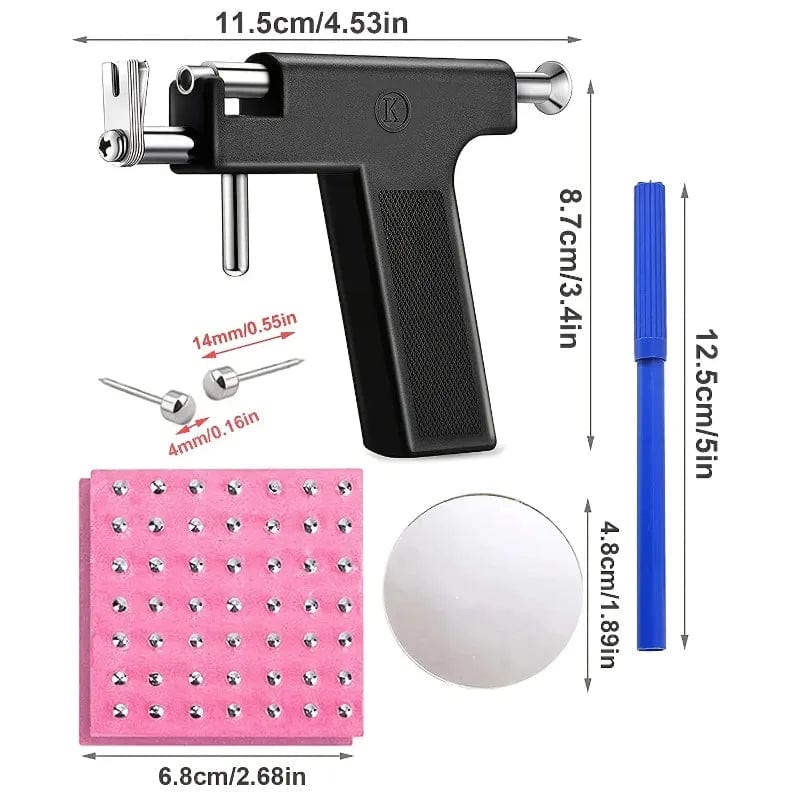 Avelena | 98 Stück Professionelles Ohrenpiercing-Pistolenset, Ohrringe Nase Bauchnabel Lippen Zunge Piercing Pistole Maschine Sicherheitssteril Piercer