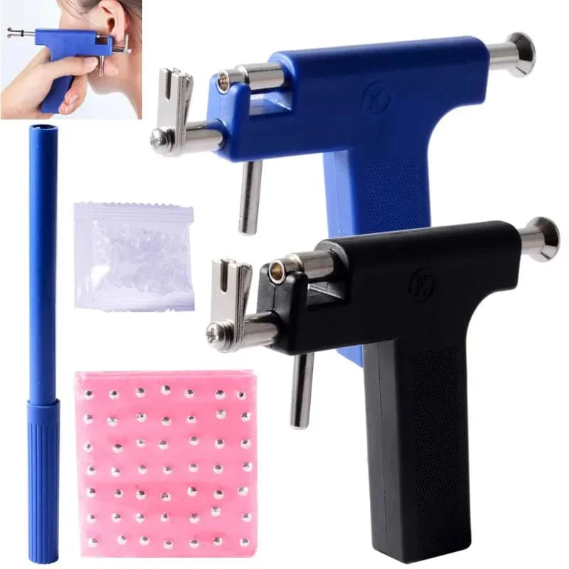Avelena | 98 Stück Professionelles Ohrenpiercing-Pistolenset, Ohrringe Nase Bauchnabel Lippen Zunge Piercing Pistole Maschine Sicherheitssteril Piercer