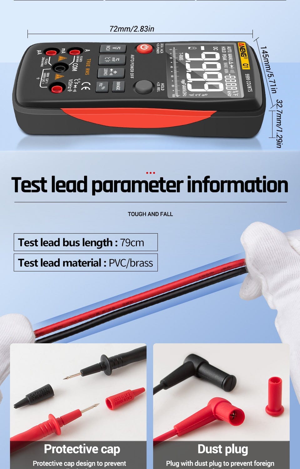 Avelena | Aneng Q1 Digitale Multimeter 9999 Analogtester Wahrer Rms Professionelles Multimeter Diy Transistor Kondensator Ncv Tester Lcr Meter