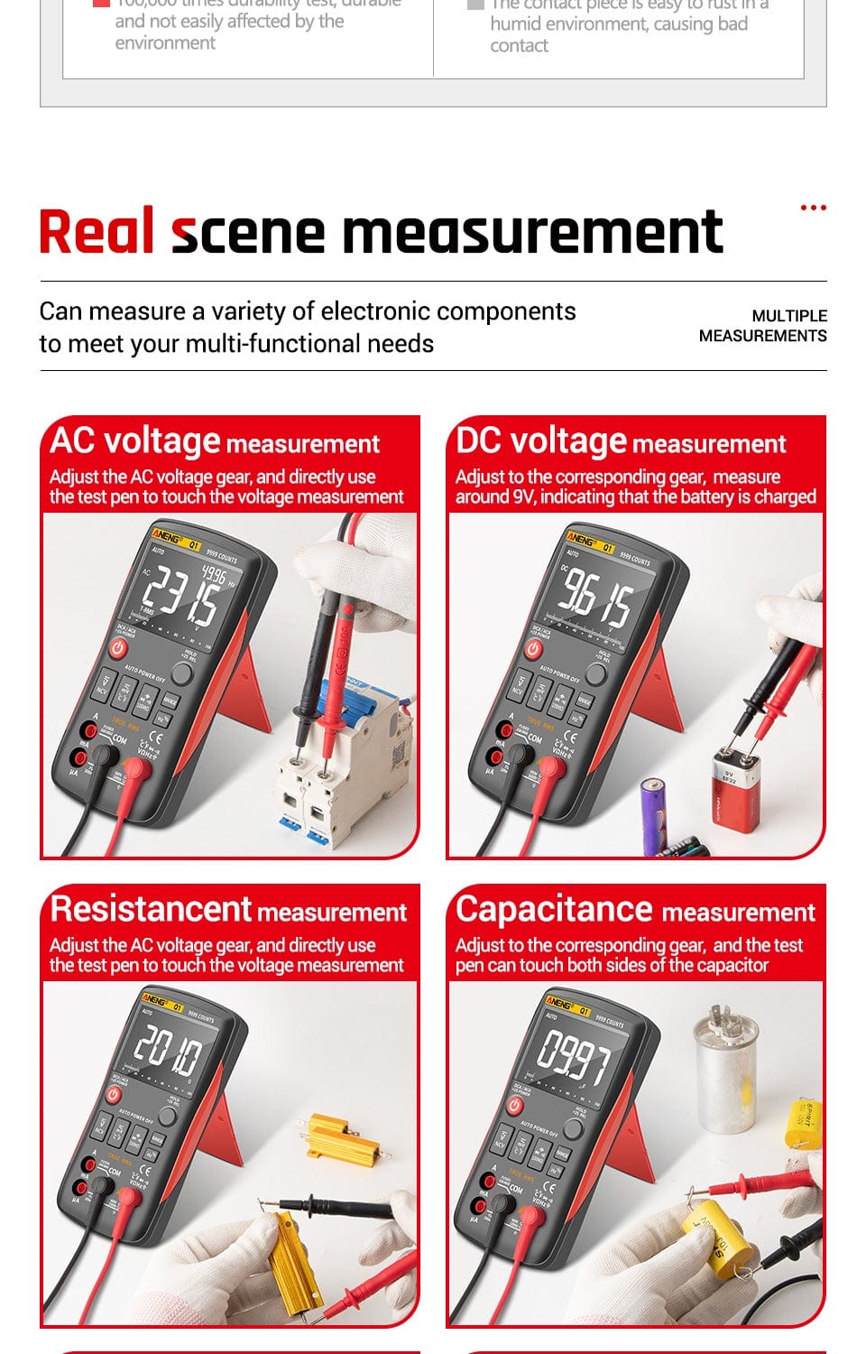 Avelena | Aneng Q1 Digitale Multimeter 9999 Analogtester Wahrer Rms Professionelles Multimeter Diy Transistor Kondensator Ncv Tester Lcr Meter