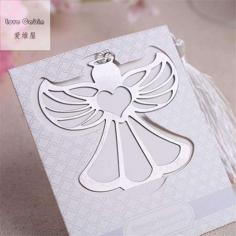 Avelena | Engel Silber Metall Lesezeichen Boxiert für Taufe Baby Brautparty Firmung Hochzeit Gastgeschenke Bomboniere 60 Stück Heim Party Geschenk