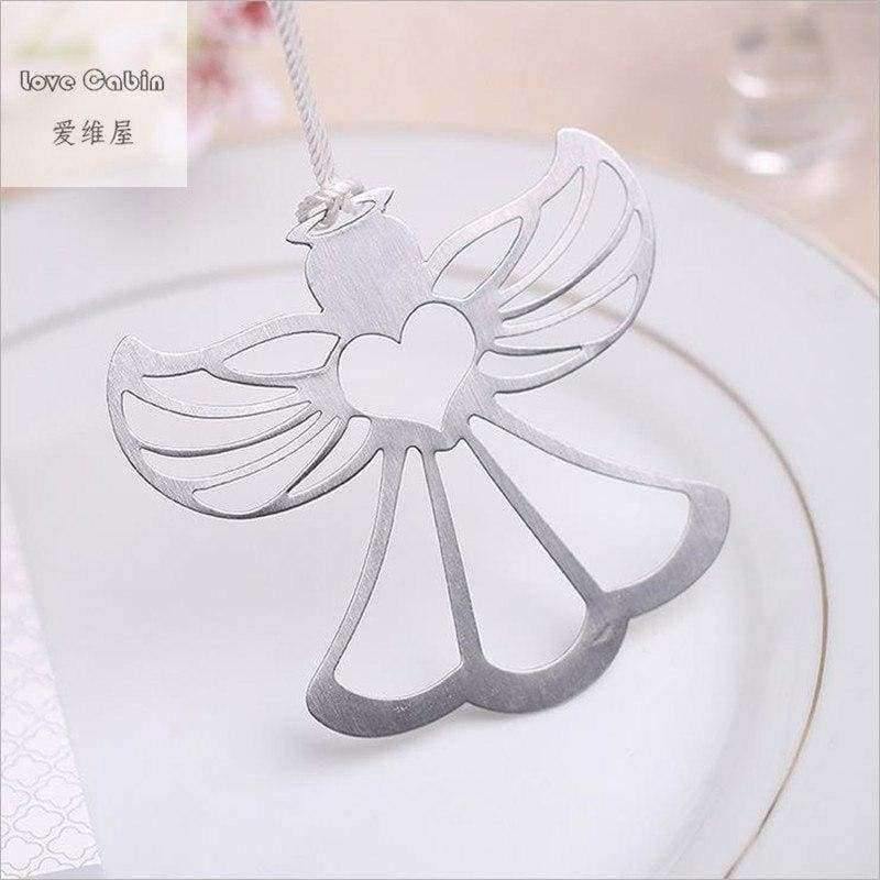 Avelena | Engel Silber Metall Lesezeichen Boxiert für Taufe Baby Brautparty Firmung Hochzeit Gastgeschenke Bomboniere 60 Stück Heim Party Geschenk