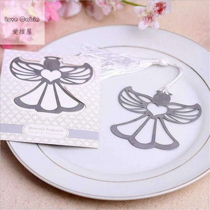 Avelena | Engel Silber Metall Lesezeichen Boxiert für Taufe Baby Brautparty Firmung Hochzeit Gastgeschenke Bomboniere 60 Stück Heim Party Geschenk