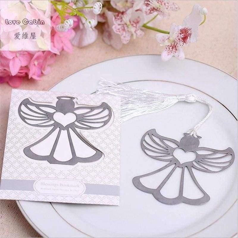 Avelena | Engel Silber Metall Lesezeichen Boxiert für Taufe Baby Brautparty Firmung Hochzeit Gastgeschenke Bomboniere 60 Stück Heim Party Geschenk