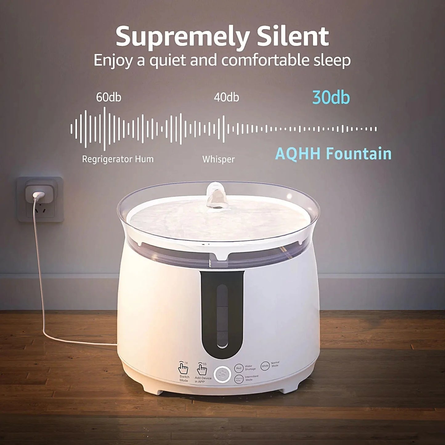 Avelena | Aqhh Katzenwasserbrunnen Mit Kabelloser Pumpe Haustierwasserbrunnen Für Katzen Drinnen Automatischer Intelligenter Brunnen App-Steuerung Einfache Reinigung