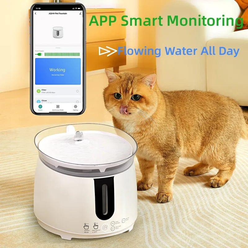 Avelena | Aqhh Katzenwasserbrunnen Mit Kabelloser Pumpe Haustierwasserbrunnen Für Katzen Drinnen Automatischer Intelligenter Brunnen App-Steuerung Einfache Reinigung