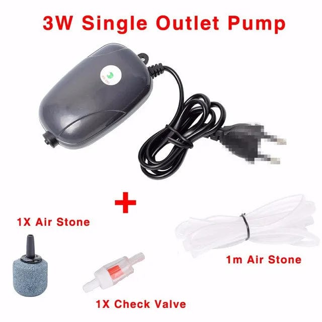 Avelena | Aquarium Luftpumpe Fischtank Mini Kompressor Einzel Doppel Ausgang Mit Rückschlagventil Schlauch Aquatische Zubehör 220V 3W 5W