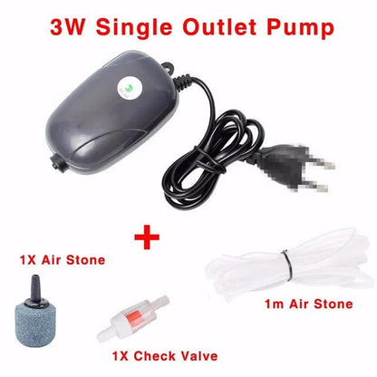 Avelena | Aquarium Luftpumpe Fischtank Mini Kompressor Einzel Doppel Ausgang Mit Rückschlagventil Schlauch Aquatische Zubehör 220V 3W 5W