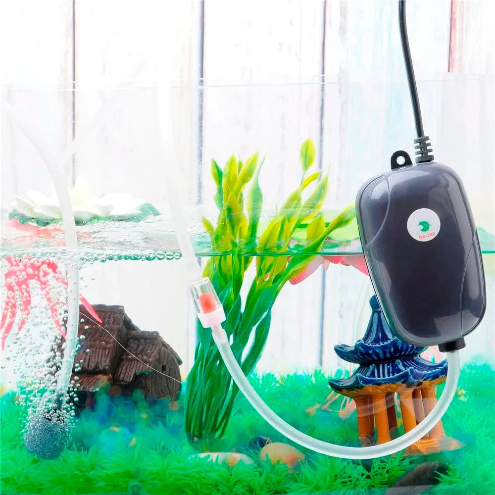 Avelena | Aquarium Luftpumpe Fischtank Mini Kompressor Einzel Doppel Ausgang Mit Rückschlagventil Schlauch Aquatische Zubehör 220V 3W 5W
