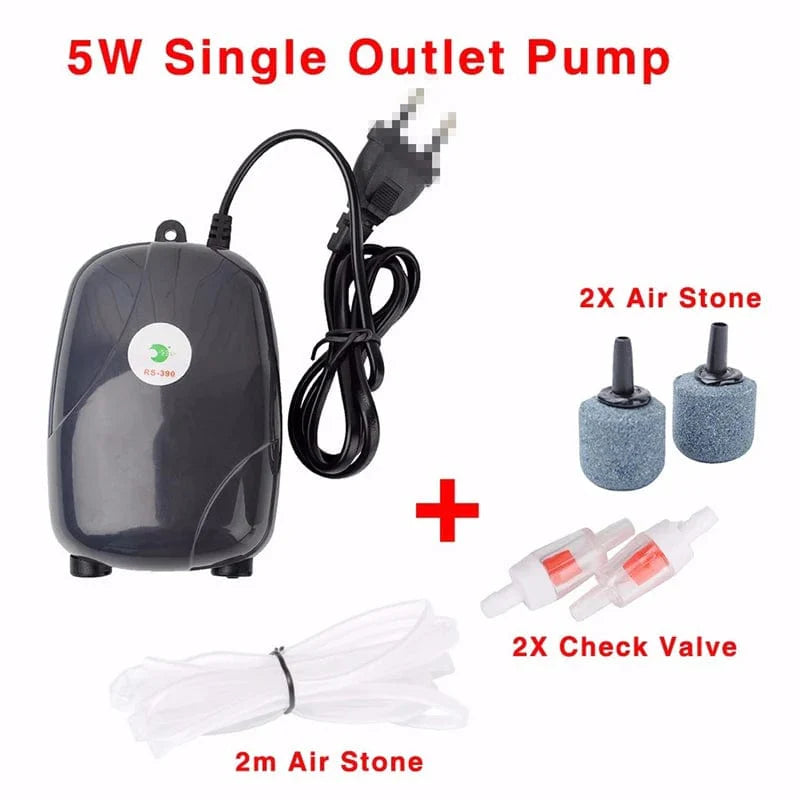 Avelena | Aquarium Luftpumpe Fischtank Mini Kompressor Einzel Doppel Ausgang Mit Rückschlagventil Schlauch Aquatische Zubehör 220V 3W 5W