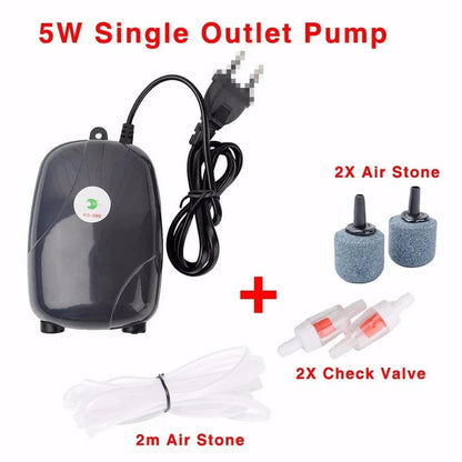 Avelena | Aquarium Luftpumpe Fischtank Mini Kompressor Einzel Doppel Ausgang Mit Rückschlagventil Schlauch Aquatische Zubehör 220V 3W 5W