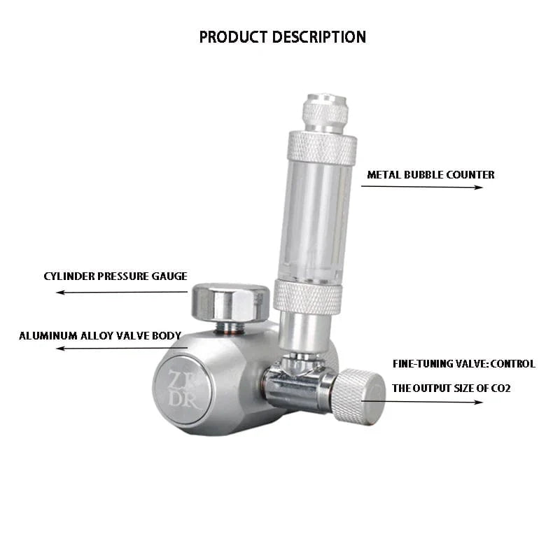 Avelena | Aquarium Co2-Regulator, Aquarium Aluminiumlegierung Einfacher Manometer-Regulator, Aquarienpflanzen Co2-Ausrüstungszubehör