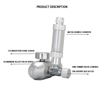 Avelena | Aquarium Co2-Regulator, Aquarium Aluminiumlegierung Einfacher Manometer-Regulator, Aquarienpflanzen Co2-Ausrüstungszubehör