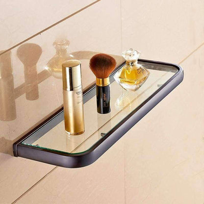 Avelena | Qualitäts Badezimmerregale Dicke Quadratische Glasregale Kosmetik Shampoo Duschregal Kupfer Goldene Zubehör 1020