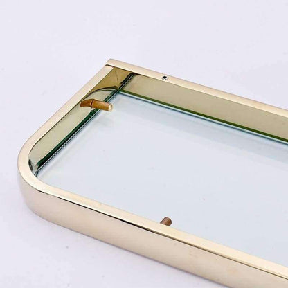 Avelena | Qualitäts Badezimmerregale Dicke Quadratische Glasregale Kosmetik Shampoo Duschregal Kupfer Goldene Zubehör 1020