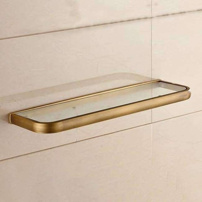 Avelena | Qualitäts Badezimmerregale Dicke Quadratische Glasregale Kosmetik Shampoo Duschregal Kupfer Goldene Zubehör 1020