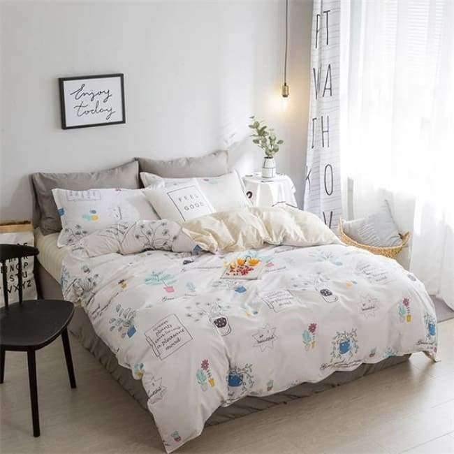Avelena | Schlafzimmer Ocean Bettwäsche Set Baumwolle Bettbezug Sets Bettlaken Kissenbezug Heimtextilien Matratze Einzel-King-Bettwäsche