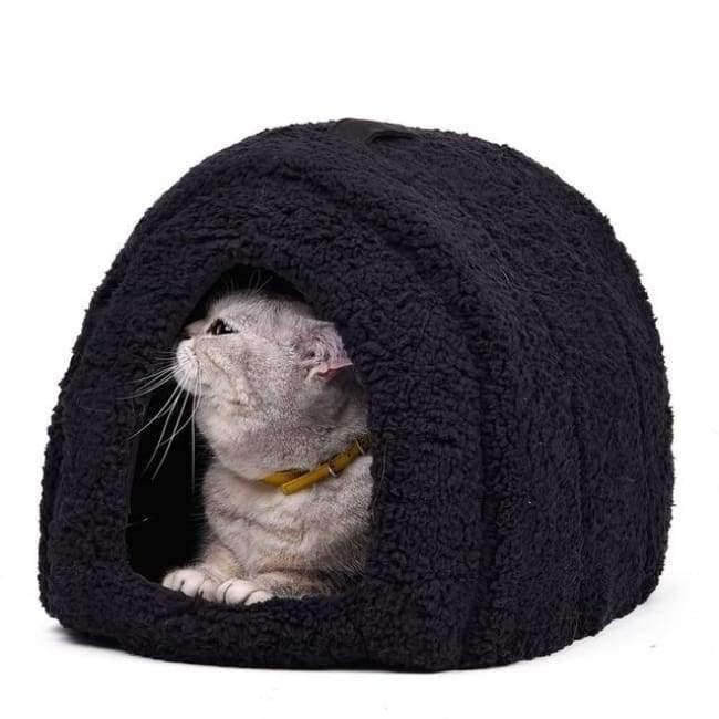 Avelena | Katzenhaus und Haustierbetten 5 Farben Beige und Rot Lila, Khaki, Schwarz mit Pfotenstreifen, Weiß mit Pfotenstreifen