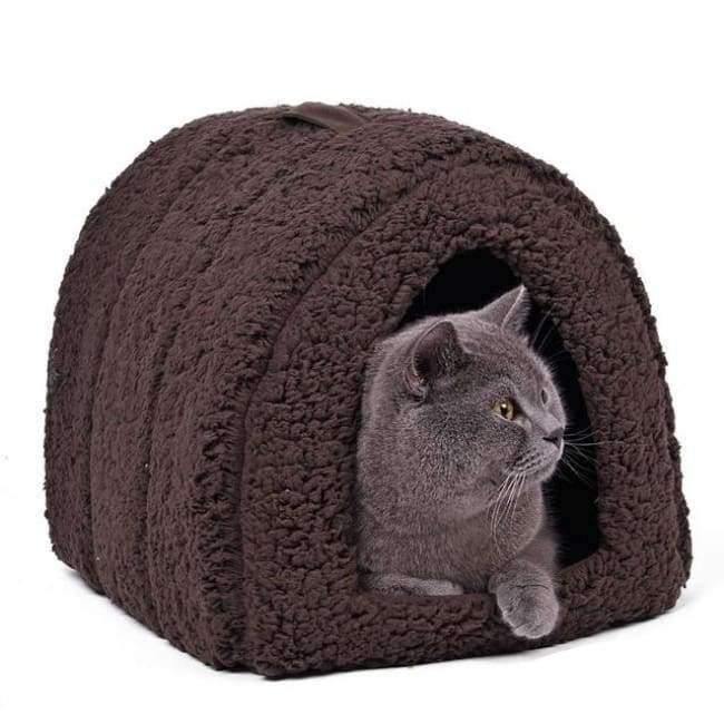 Avelena | Katzenhaus und Haustierbetten 5 Farben Beige und Rot Lila, Khaki, Schwarz mit Pfotenstreifen, Weiß mit Pfotenstreifen