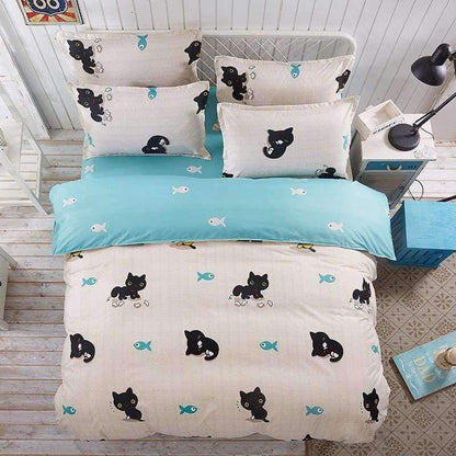 Avelena | Schlafzimmer Ocean Bettwäsche Set Baumwolle Bettbezug Sets Bettlaken Kissenbezug Heimtextilien Matratze Einzel-King-Bettwäsche