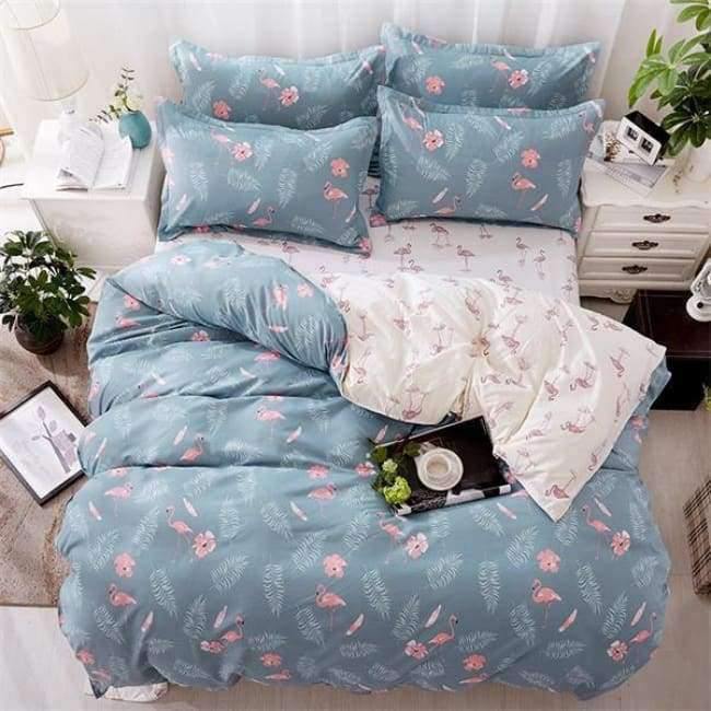 Avelena | Schlafzimmer Ocean Bettwäsche Set Baumwolle Bettbezug Sets Bettlaken Kissenbezug Heimtextilien Matratze Einzel-King-Bettwäsche