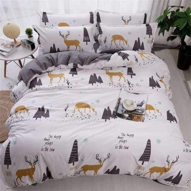 Avelena | Schlafzimmer Ocean Bettwäsche Set Baumwolle Bettbezug Sets Bettlaken Kissenbezug Heimtextilien Matratze Einzel-King-Bettwäsche