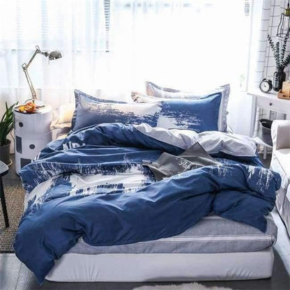 Avelena | Schlafzimmer Ocean Bettwäsche Set Baumwolle Bettbezug Sets Bettlaken Kissenbezug Heimtextilien Matratze Einzel-King-Bettwäsche